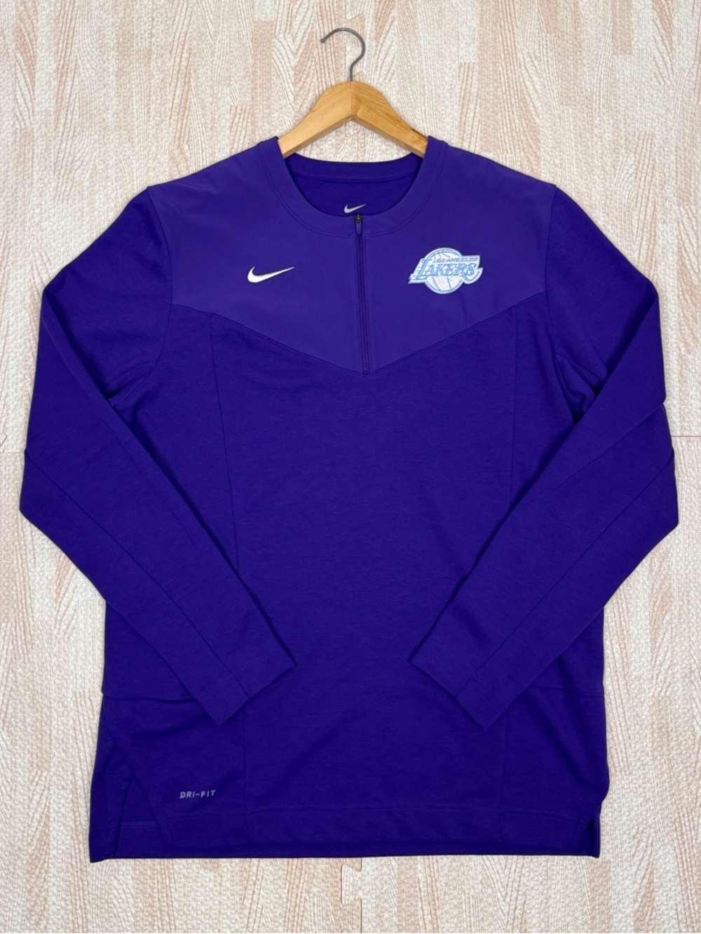 Nike Dri-FIT Pullover Mens Size Large Purple 1/4 Zip LA Lakers Custom Training